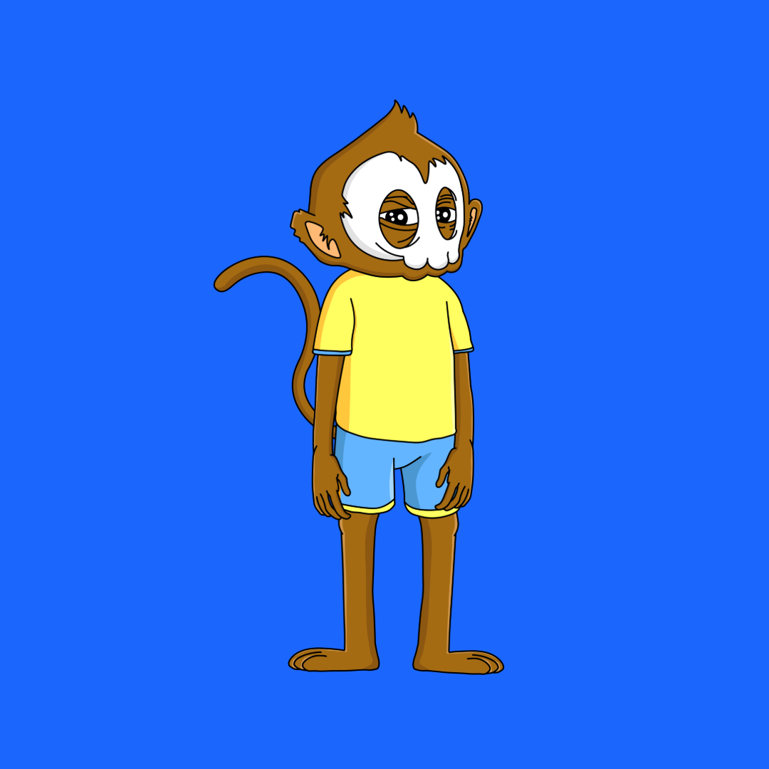 CHUMP Character - Cartoon monkey with skull face